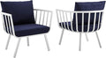 Modway Riverside Outdoor Furniture, Two Armchairs, White Navy