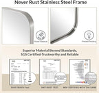 ANDY STAR 30”x40”Brushed Nickel Mirror for Bathroom, Rounded Rectangle Bathroom Mirror, Modern Metal Mirror in Premium Stainless Steel Frame, 1”Deep Set Design Hangs Horizontal Or Vertical
