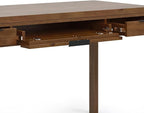 SIMPLIHOME Hollander Desk - 60-Inch Wide Solid Wood Writing Desk in Medium Saddle Brown, Contemporary Home Office Computer Table for Workspace or Study with 2 Drawers and Flip-Down Keyboard Tray