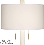 Possini Euro Design Athena 30 3/4" Tall Open Circle Large Mid Century Modern End Table Sculptural Lamp Pull Chain White Finish White Shade Living Room Bedroom Bedside Nightstand House Office Home