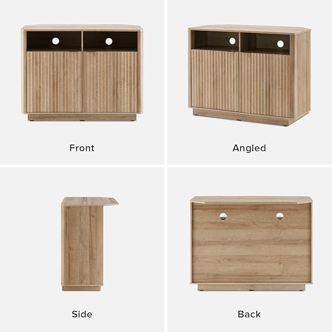 mopio Brooklyn Corner Storage Cabinet, Mid Century Modern Buffet, Entertainment Center, Storage Cabinet with Doors and Shelves, Media Cabinet for 55 inch TV Stand, for Living Room