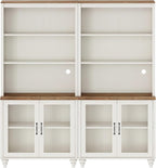 WAMPAT 5 Tier Wooden Bookcase 72" Tall Bookshelf with Adjustable Shelves and Storage Cabinet，Library Wood Bookshelves for Living Room, Study Room, Bedroom, White