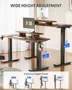 FLEXISPOT Standing Desk with Monitor Stand, 55 x 24 Inches One-Piece Electric Height Adjustable Computer Desk with Cup Holder, Home Office Desks (Black Frame+ Rustic Top)