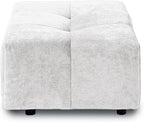 JACH Modern Ottoman Seat for Living Room, Linen Fabric Ottomans, Minimalist Foot Stool, Comfy Breathable Footstool for Living Room Apartment (White)