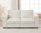 EALSON 67" Loveseat Sofa Modern Love Seat Sofa Comfy Linen Fabric Upholstered Cloud Couches Mid Century Modular 2-Seater Sectional Couch with Throw Pillows for Bedroom/Living Room/Apartment, White