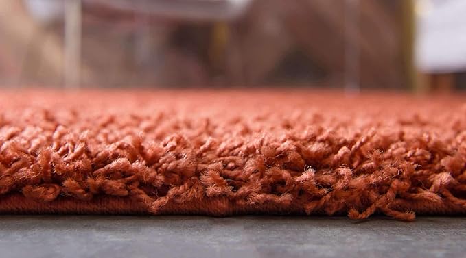 Unique Loom Solid Shag Collection Area Rug (8' Round, Terracotta)