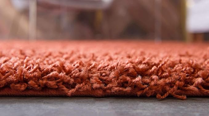 Unique Loom Solid Shag Collection Area Rug (2' 6" x 16' 5" Runner, Terracotta)
