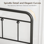 Queen Size Headboard with Black Metal Construction, Adjustable Height, Sturdy Farmhouse Wrought Iron Headboards Only