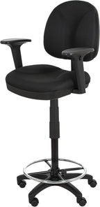 OEF Furnishings Comfort Office Stool with Arm Rests, 24.5"-34.5" Height