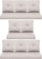8-Piece Outdoor Patio Cushion Set - Fade & Water Resistant with Removable Olefin Cover, 22x24x4 Inch Memory Foam Cushions for Wicker Sectional Sofa – Beige/Buckle
