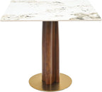 Sintered Stone Square Office Table and Chair Set - Meeting Table for Small Offices (Walnut‌ Leg and Pandora Top, 1 Table and 2 Chairs)