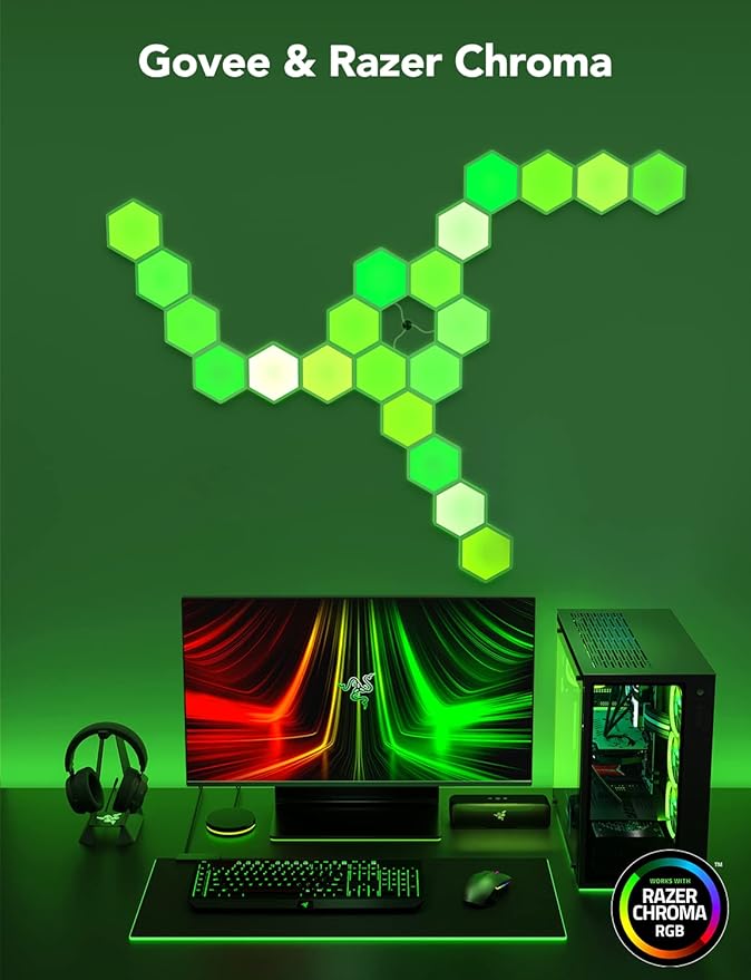 Govee Glide Hexa Light Panels, RGBIC Hexagon LED Wall Lights, Wi-Fi Smart Home Creative Wall Lights with Music Sync, Works with Alexa Google Assistant for Indoor Gaming Decor, 10 Pack