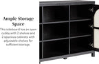 Walker Edison Sasha 2-Door Sideboard Buffet with Arched Rattan Panels, 58 Inch, Black