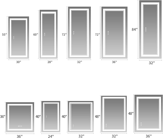 40 x 24 Inch LED Bathroom Mirror with Lights, Front Light and Backlit Anti-Fog Dimmable Memory Lighted Vanity Mirror, Shatterproof Wall-Mounted Led Mirror for Bathroom