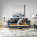 Henn&Hart 54" Wide Rectangular Coffee Table in Brass, Modern coffee tables for living room, studio apartment essentials