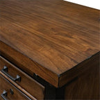 Pemberly Row Rustic Half Pedestal Wood Desk Writing Table Office Desk in Brown