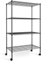 Simple Deluxe Heavy Duty 4-Shelf Storage Shelving Unit, 36" D x 14" W x 55.91" H Steel Organizer Wire Rack 1000Lb Capacity, Black