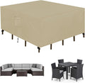 Easy-Going Square Patio Furniture Cover Waterproof Outdoor Dining Table and Chair Cover Anti-UV Outside Sectional Sofa Set Covers (64"L x 64"W x 28"H, Camel)