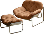 Thick Cushioned Recliner Sofa, Lazy Chair with Upholstery and Footrest, for Living Room, Bedroom, Dorm Brown B