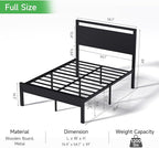 Z-hom Upgraded Full Size Bed Frame, Heavy Duty Metal Sturdy Full Bed Frame with Modern Wood Headboard & Footboard, Stable Platform Bed Furniture Bed Storage, No Noise, No Box Springs, Black