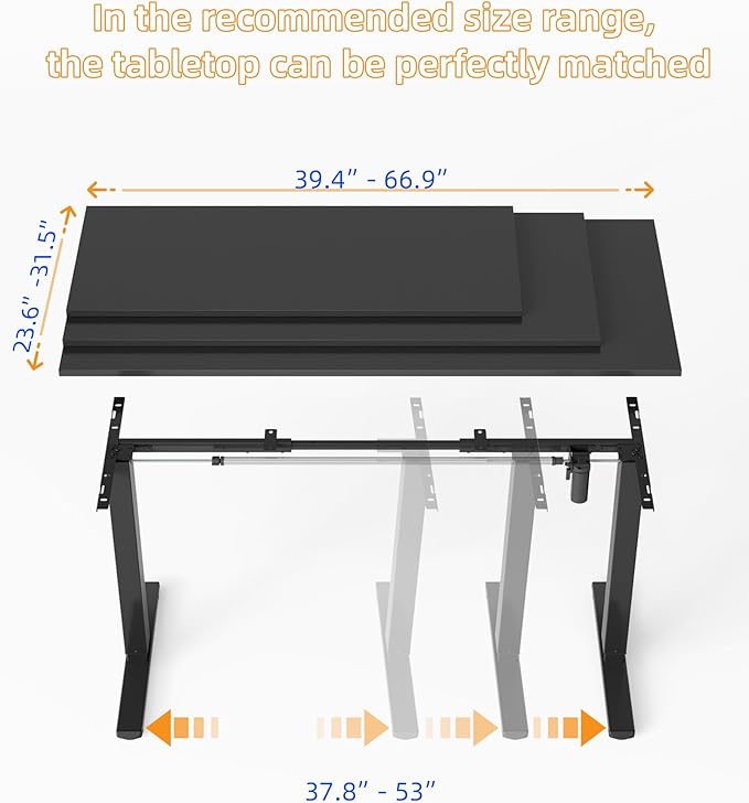 YIHAYO Standing Desk Frame, DIY Workstation, Frame Only, Adjustable Desk with Memory Smart Pannel, Computer Table for Home Office (Black)