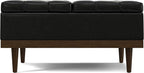 SIMPLIHOME Mariah 36 inch Wide Contemporary Rectangle Lift Top Table Storage Ottoman in Midnight Black PU Black faux leather, Assembled, For the Living Room, Entryway and Family Room