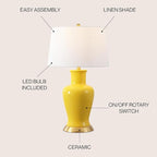 JONATHAN Y JYL4026H Julian 29" Traditional Classic Ceramic Urn LED Table Lamp, Yellow for Bedroom, Living Room, Kitchen, Home Office, Kids Room