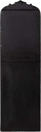 Kate and Laurel Arendahl Vintage Arched Tall Panel Mirror, 18 x 58, Antique Black, Traditional Baroque Full Length Mirror with Ornate Garland Inspired Crown for Bedroom