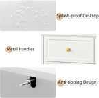 LYNSOM White Dresser for Bedroom with 7 Drawers, Modern Wide Chest of Storage Drawer with Gold Handles, TV Stand Dresser, Wood Dressers for Bedroom Living Room, Hallway, Entryway, 55’’