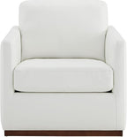 CHITA Genuine Leather Swivel Accent Chair, FSC Certified Mid Century Modern Arm Chair for Living Room and Bedroom, Fully Assembled, White