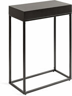 Kate and Laurel Karlsen Modern Wood and Metal Narrow Side Table; 16 x 8 x 24; Black; Minimal Slim End Table for Use as Bedroom Nightstand or Accent Entryway Table