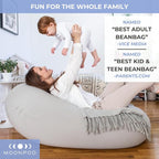 The Moon Pod Bean Bag Chair - Large, Modern Beanbag for Adults, Kids and Teens. Washable Stretch Cover Filled with Thousands of High Density Micro-Beads (Navy).