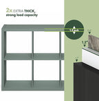 Furinno Cubicle Book Shelf, 6-Cube Thick Frame Bookshelf, Horizontally & Vertically Reversible Bookcase with Open Back, 14.6" x 43.8" x 30", for Living Room, Bedroom, Home Office, Sage Green