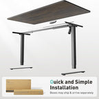One-Piece Electric Standing Desk, 48 x 24 Inch Adjustable Height Sit to Stand Up Desk for Home Office, Work & Study, White Frame & Brown Desktop (2 Packages)