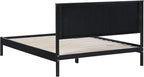 Walker Edison Queen Modern Reeded Headboard Solid Wood Bed, Queen Size, Black
