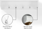 Crosley Furniture Harper Entryway Storage Wall Shelf, with Coat Rack Hooks for Hanging, White