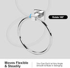 5 Pieces Polished Chrome Bathroom Hardware Accessories Set,Stainless Steel 23.6" Hand Towel Bar Set, Toilet Paper Holder, Towel Ring ，Towel Rack Set Silver