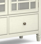 SIMPLIHOME Connaught SOLID WOOD 46 inch Wide Traditional Tall Storage Cabinet in Antique White for the Living Room, Entryway and Family Room