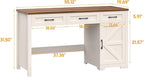 Vabches Farmhouse 59" Executive Desk,Computer Desk with 3 Drawers and Storage Cabinet,Home Office Desk for Work and Study