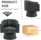 Swivel Accent Chair Set of 2,Faux Leather 360°Swivel Barrel Chair Upholstered Modern Living Room Chair, Overstuffed Reading Armchair for Bedroom,Vanity,Office-Black