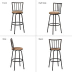 VECELO Barstools, Adjustable Counter Stools,Steel Bistro Pub Chairs,Bar Stools with 360 Degree Swivel Cushion Seat, Straight Line Backrest,Set of 4