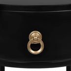 Kate and Laurel Decklyn Decorative Glam Round Side Table, 14 x 14 x 24, Black and Gold, Modern Circle Living Room Table with Pull Drawer for Useful Storage