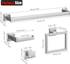 10-Pieces Brushed Nickel Bathroom Accessories Set, 23.6 Inch Bath Towel Bar Set, Stainless Steel Bathroom Hardware Set, Towel Racks for Bathroom Wall Mounted.