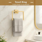 5-Piece Bathroom Hardware Set， Brushed Gold Bathroom Accessories 304 Stainless Steel， Including 23.8 inch Bath Towel Bar*2, Double Towel Hook, Toilet Paper Holder, and Towel Ring