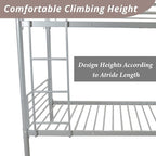 Karl Home Grey Bunk Bed Twin Over Twin, Metal Bunk Bed with Built-in Ladder and Safety Guardrail, Space-Saving Bunk Beds for Kids, Teens & Adults, No Box Spring Needed