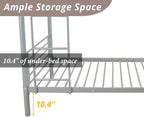 Karl Home Grey Bunk Bed Twin Over Twin, Metal Bunk Bed with Built-in Ladder and Safety Guardrail, Space-Saving Bunk Beds for Kids, Teens & Adults, No Box Spring Needed