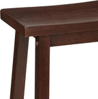 Amazon Basics Solid Wood Saddle-Seat Kitchen Counter Barstool with Footrest, Easy Assembly - 24-Inch Height - Walnut - Set of 2