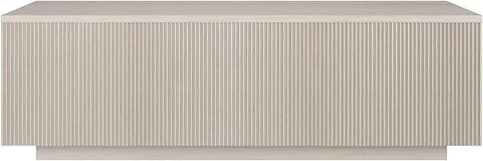 Henn&Hart 48" Fluted Rectangular Low-Profile Coffee Table for Living Room, Family Room, or Office, Alder White