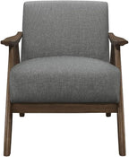 Lexicon Mid Century Modern Accent Chair with Solid Wood Frame in Walnut Finish, Upholstered Living Room Lounge Arm Chair, Thick and Comfy Innerspring Seat Cushion, Linen-Look Fabric, Gray