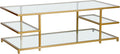 Henn&Hart 54" Wide Rectangular Coffee Table in Brass, for Home, Living Room, Bedroom, Entertainment Room, Office